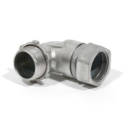 EMT 90&deg; Angle Connectors, 1/2" Size, Compression Type, Concrete tight, Steel when taped, Zinc Die Cast