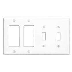 Leviton, 4-Gang 2-Toggle Decora Combination Wallplate, P2262-W